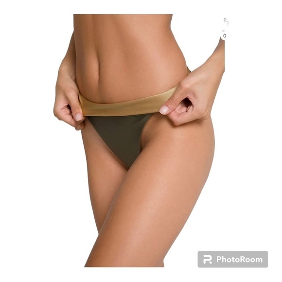 Good American Women’s Good Waist Reversible High Shine Cheeky Bikini Swim Bottom - Picture 6 of 15